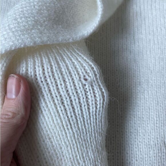 Cozy vintage White Knit American South Side Alpaca wool Cardigan with pockets - Picture 9 of 14